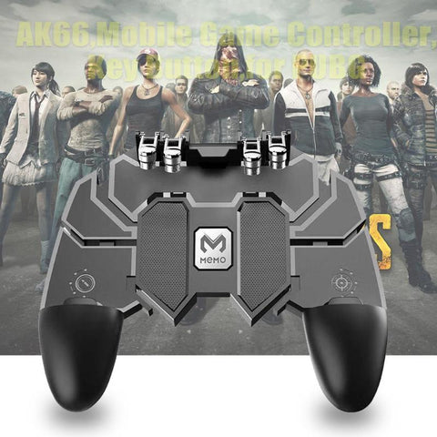AK66 Six Finger All-in-One Mobile Game Controller Artifact Free Gaming Fire Key Button Joystick Gamepad L1 R1 Trigger for PUBG
